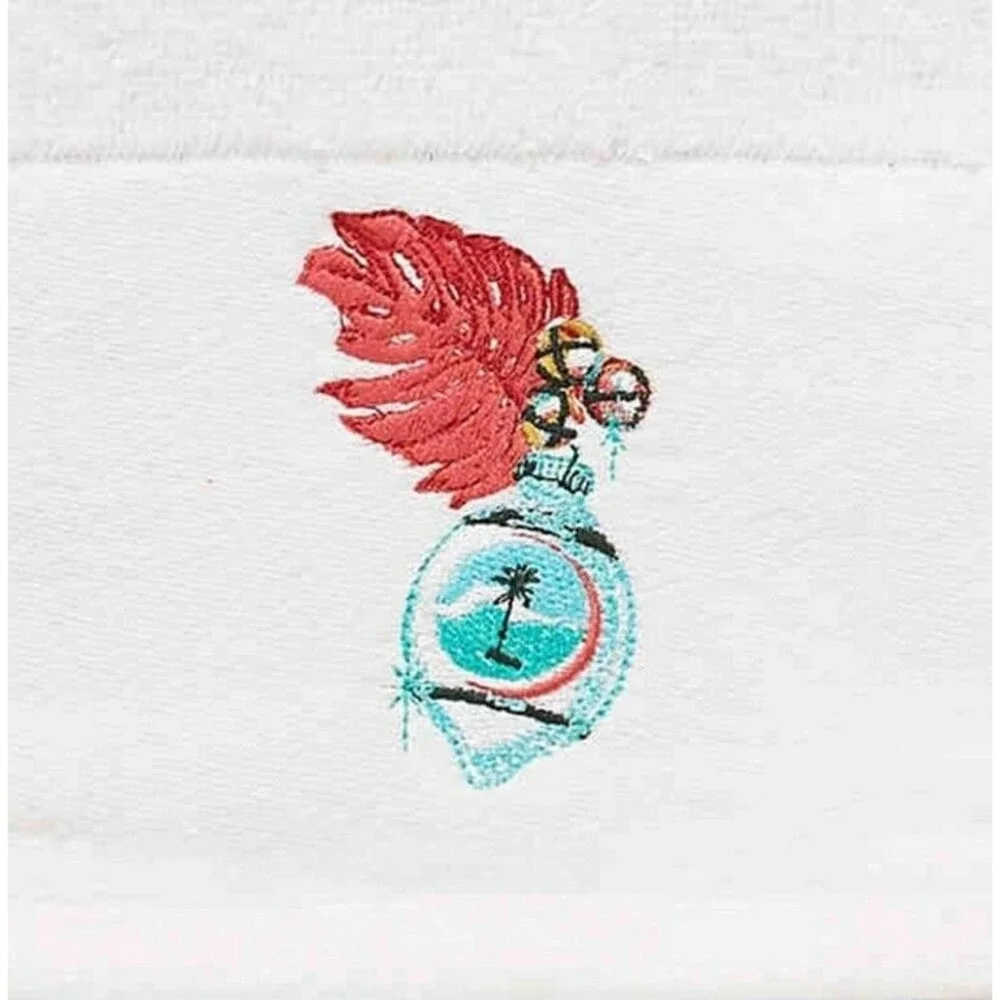 Tommy Bahama Christmas Hand Towels Happy Huladays Set of 2 Palm Tree Embroidered